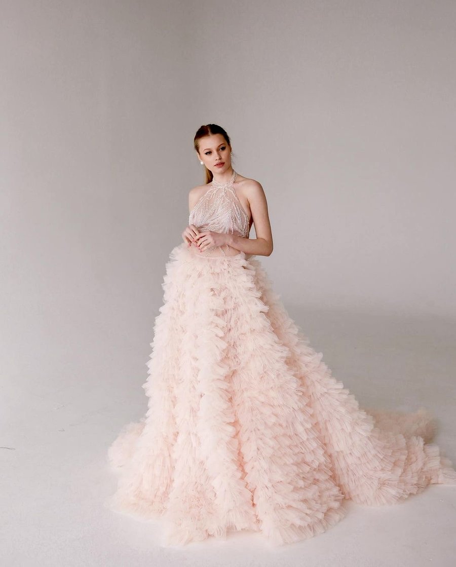 Blush ruffled gown